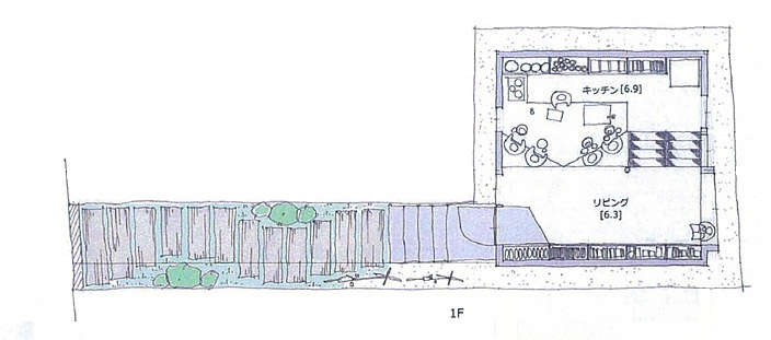 祖師谷大蔵の狭小住宅 プレゼン時の平面図